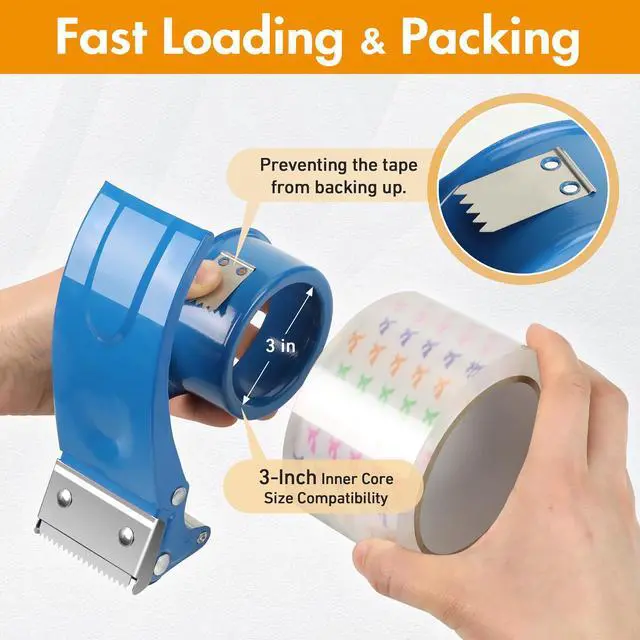 Alt view image 5 of 7 - 2 Pack Heavy Duty Packing Tape Dispenser Gun, Fits Packaging Tape up to 2 Inches Wide with 3-Inch Core, Adjustable Brake Tape Gun for Shipping, Moving, Office & Warehouse