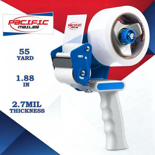 Alt view image 3 of 6 - 2 Inch Tape Gun Dispenser with 2 Inch Carton Packing Tape, Lightweight Industrial Side Loading Tape Dispenser - Blue