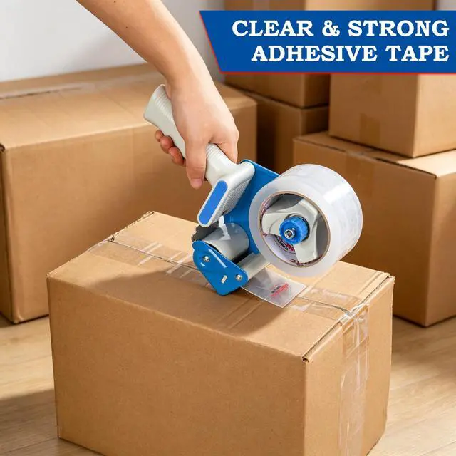 Alt view image 6 of 6 - 2 Inch Tape Gun Dispenser with 2 Inch Carton Packing Tape, Lightweight Industrial Side Loading Tape Dispenser - Blue