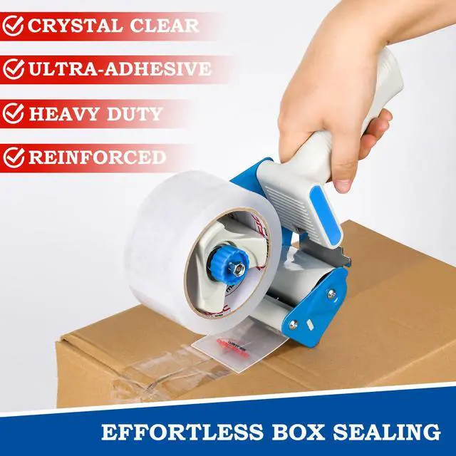 Alt view image 5 of 6 - 2 Inch Tape Gun Dispenser with 2 Inch Carton Packing Tape, Lightweight Industrial Side Loading Tape Dispenser - Blue