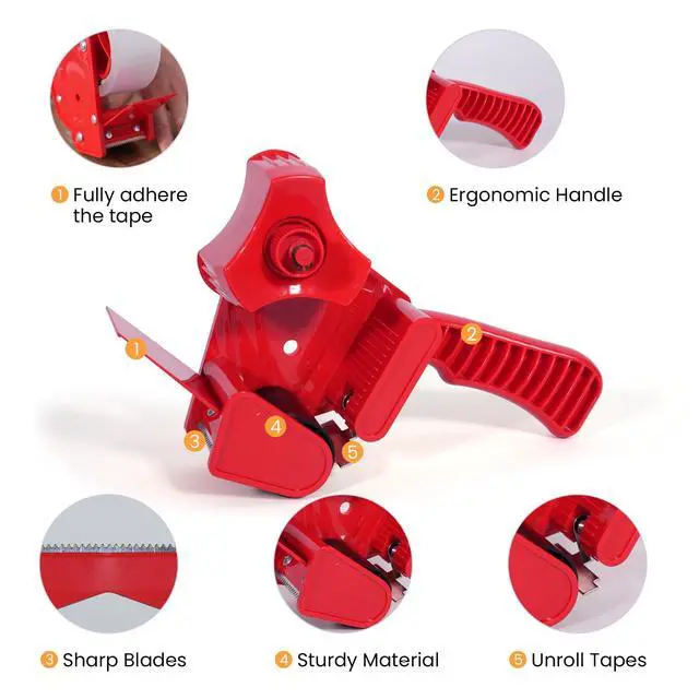 Alt view image 6 of 7 - Packing Tape with Dispenser, 2.6mil Thick, 1.88" x 55yd Heavy Duty Packaging Tape Clear Adhesive Box Tape for Carton Sealing, Moving, Shipping