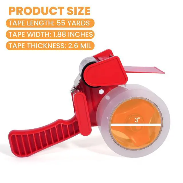 Alt view image 4 of 7 - Packing Tape with Dispenser, 2.6mil Thick, 1.88" x 55yd Heavy Duty Packaging Tape Clear Adhesive Box Tape for Carton Sealing, Moving, Shipping