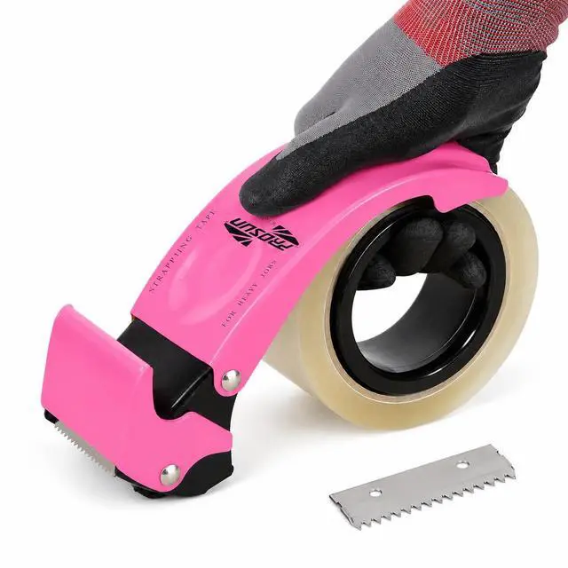 Main image of Blade Safety Cover 2 Inch Professional Packing Tape Dispenser Packaging Metal Handheld Tape Gun Sealing Cutter TG11 Pink