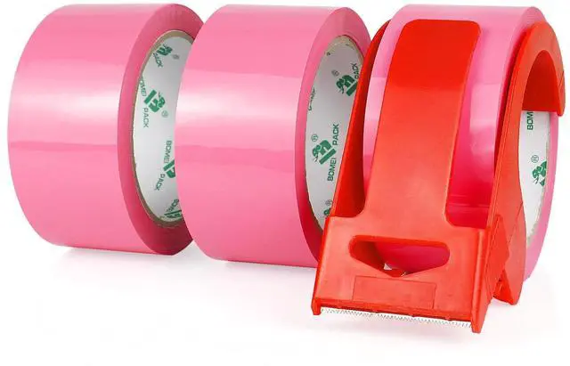 Main image of Pink Packing Tape, 1.88'' x 55yds Per Roll,3 Rolls Heavy Duty Packaging Tape with Dispensers for Packing Shipping Moving and Sealing