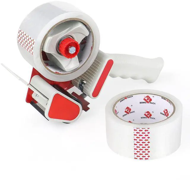 Main image of Heavy Duty Packaging Tape Dispenser, 2 Inch Tape Gun with Clear Tape, 1 Dispenser + 2 Rolls (Clear)