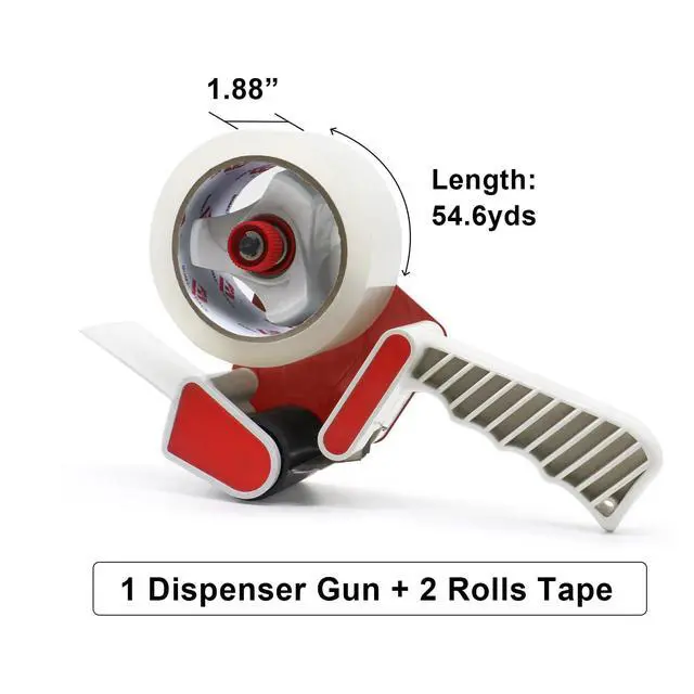 Alt view image 2 of 7 - Heavy Duty Packaging Tape Dispenser, 2 Inch Tape Gun with Clear Tape, 1 Dispenser + 2 Rolls (Clear)