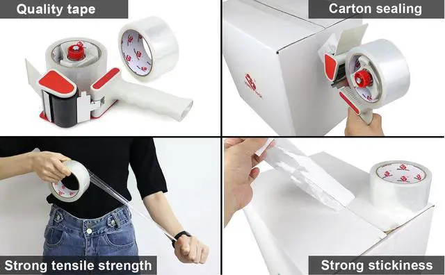 Alt view image 7 of 7 - Heavy Duty Packaging Tape Dispenser, 2 Inch Tape Gun with Clear Tape, 1 Dispenser + 2 Rolls (Clear)