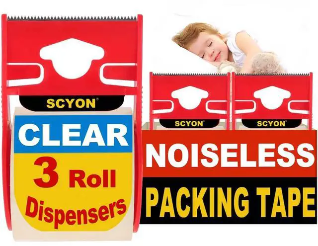 Main image of Packing Tape, Clear Packing Tape with Dispenser, 1.88 in. x 22.2 yd., 3 Noiseless Shipping Tape Rolls, 2 mil, Tranparent Package Tape for Moving Boxes, Mailing Supplies.