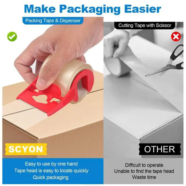 Alt view image 4 of 7 - Packing Tape, Clear Packing Tape with Dispenser, 1.88 in. x 22.2 yd., 3 Noiseless Shipping Tape Rolls, 2 mil, Tranparent Package Tape for Moving Boxes, Mailing Supplies.