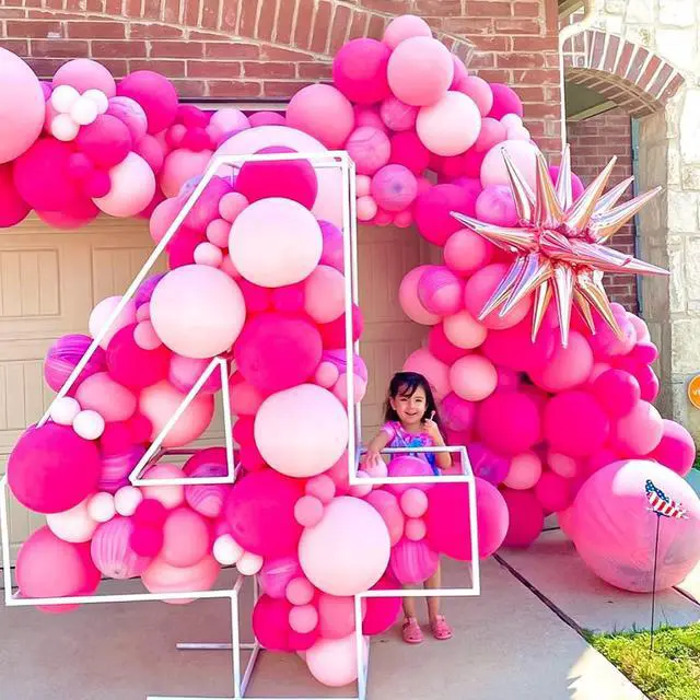 Alt view image 4 of 7 - Pink Balloons Set, 60PCS Hot Pink Latex Balloons, 12Inch Pink Confetti Balloon Pastel Pink Metallic Party Balloons Helium for Girls Women Baby Shower Princess Wedding Birthday Party Decoration