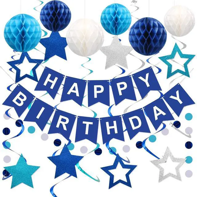 Main image of Birthday Decorations Happy Birthday Banner with Honeycomb Balls