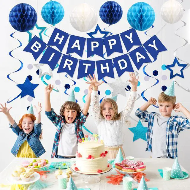Alt view image 3 of 7 - Birthday Decorations Happy Birthday Banner with Honeycomb Balls