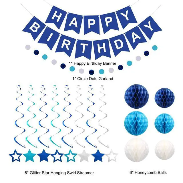 Alt view image 6 of 7 - Birthday Decorations Happy Birthday Banner with Honeycomb Balls