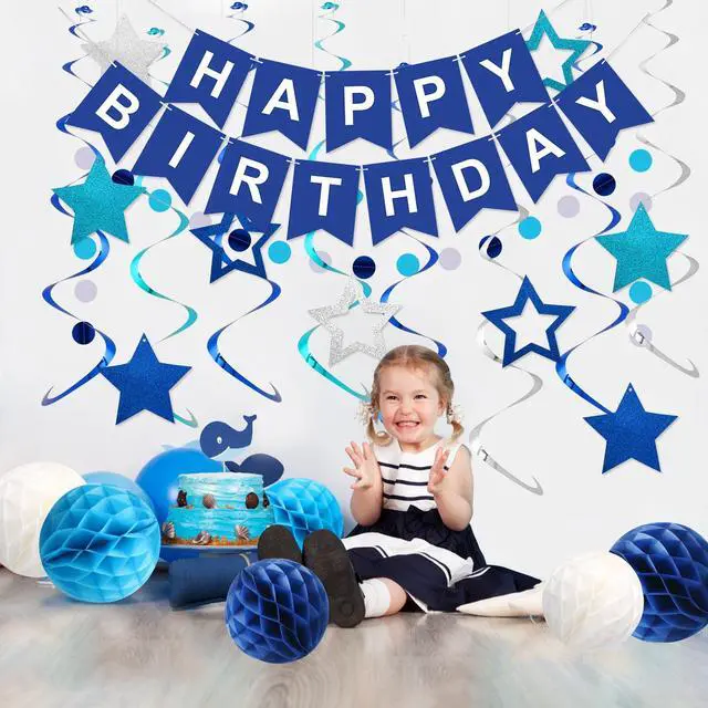 Alt view image 5 of 7 - Birthday Decorations Happy Birthday Banner with Honeycomb Balls
