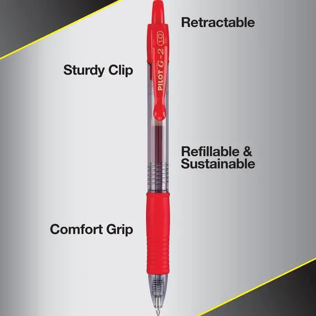 Alt view image 5 of 7 - G2 Premium Gel Roller Pens, Bold Point 1 mm, Red Pens, Pack of 12 - Ideal for School, Journaling & Office Writing