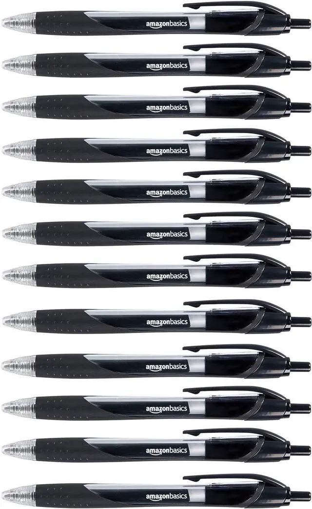 Main image of Retractable Gel Ink Pens for Note-Taking and Office Writing, Fine Point 0.7mm, Smooth Writing, Black, 12-Pack