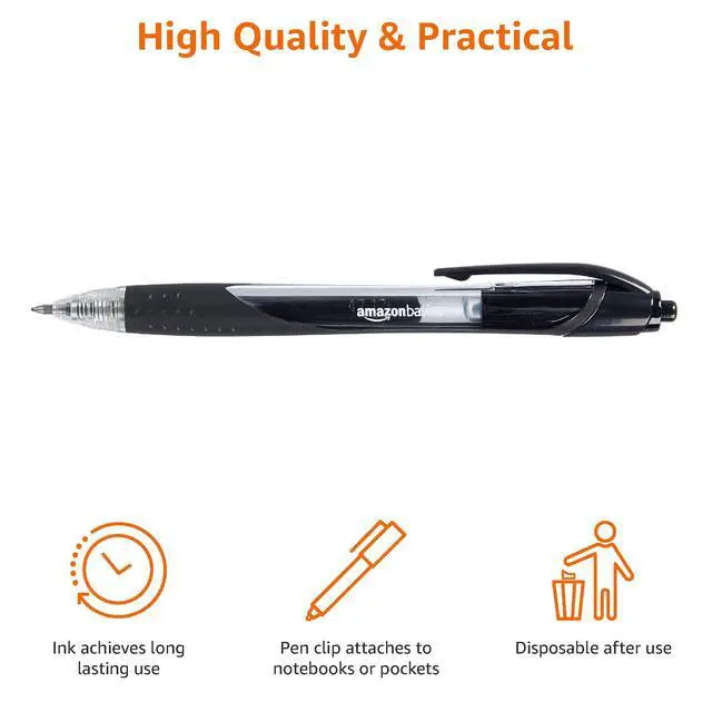 Alt view image 5 of 5 - Retractable Gel Ink Pens for Note-Taking and Office Writing, Fine Point 0.7mm, Smooth Writing, Black, 12-Pack