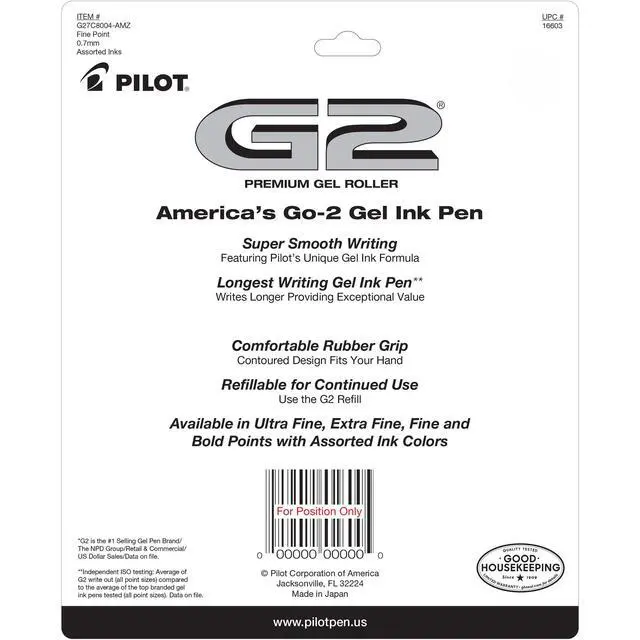 Alt view image 2 of 7 - G2 Premium Refillable and Retractable Gel Ink Pens Fine Point (0.7mm), Retractable Pens, 7 Colors, 8 Count