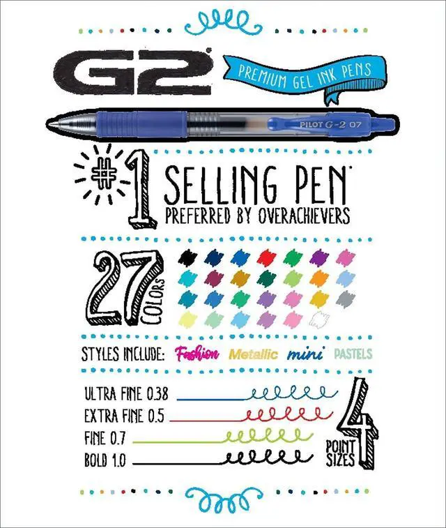 Alt view image 5 of 7 - G2 Premium Refillable and Retractable Gel Ink Pens Fine Point (0.7mm), Retractable Pens, 7 Colors, 8 Count