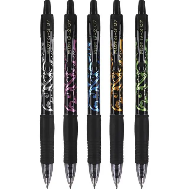 Alt view image 4 of 5 - G2 Premium Refillable and Retractable Rolling Ball Gel Pens, Fine Point, Fashion Collection, 0.7 mm, Black Ink Pens, 5-Pack