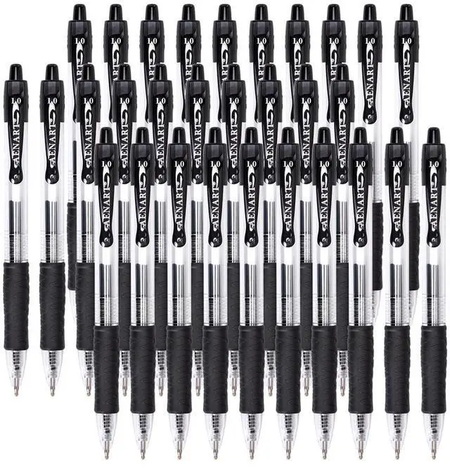 Main image of 30 Gel Pens - Retractable Gel Ink Roller Pens for Writing, Black 0.7mm Fine Point- for Office, School - Quick Dry + Rubber Grips