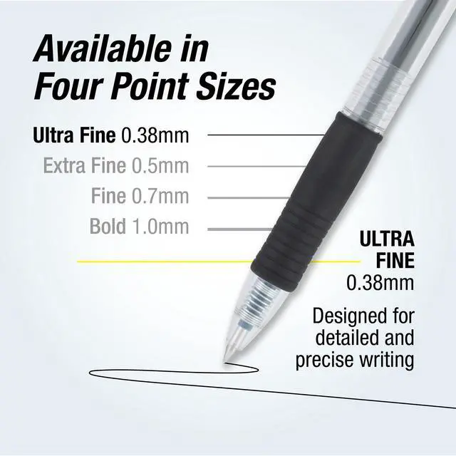 Alt view image 4 of 5 - G2 Premium Refillable and Retractable Rolling Ball Gel Pens, Ultra Fine Point, Gel Ink Pens, 0.38mm, Black Ink, 12-Pack