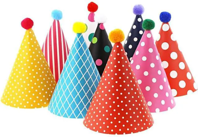 Main image of Mini Kids Birthday Party Hats, Assorted, DIY Assembly Required
