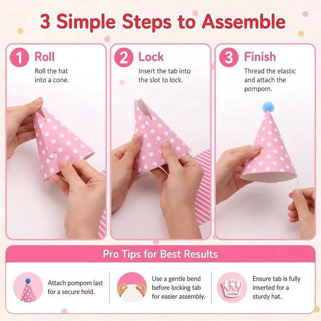 Alt view image 4 of 7 - Mini Kids Birthday Party Hats, Assorted, DIY Assembly Required