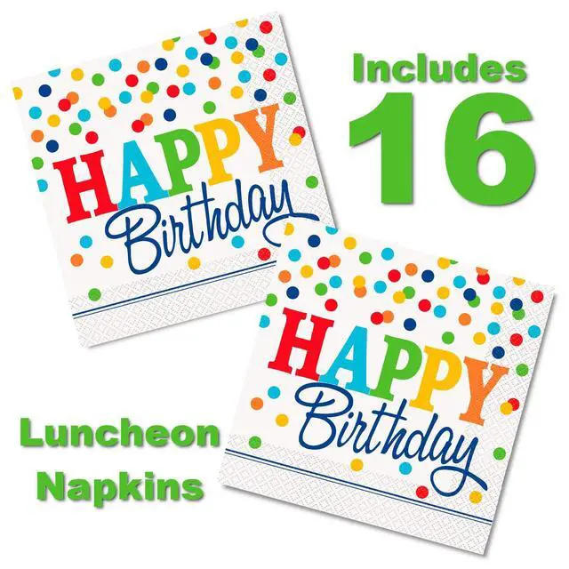 Alt view image 3 of 7 - 32 Piece Heavy Duty Polka Dot Birthday Party Plates and Napkins Set Colorful Disposable Tableware Includes 16 9-Inch Plates and 16 Napkins Fun Multicolor Dot Design
