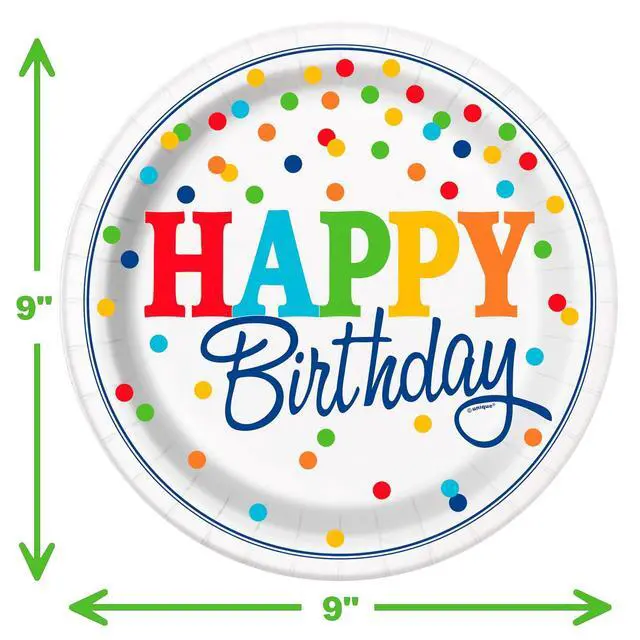 Alt view image 4 of 7 - 32 Piece Heavy Duty Polka Dot Birthday Party Plates and Napkins Set Colorful Disposable Tableware Includes 16 9-Inch Plates and 16 Napkins Fun Multicolor Dot Design