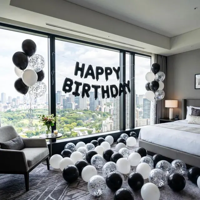 Alt view image 4 of 6 - Black Happy Birthday Balloons Banner Decoration 16 Inch Mylar Foil Letters Birthday Sign Banner Bunting Reusable for 30th 40th 50th 60th Men Adults and Halloween Party Supplies