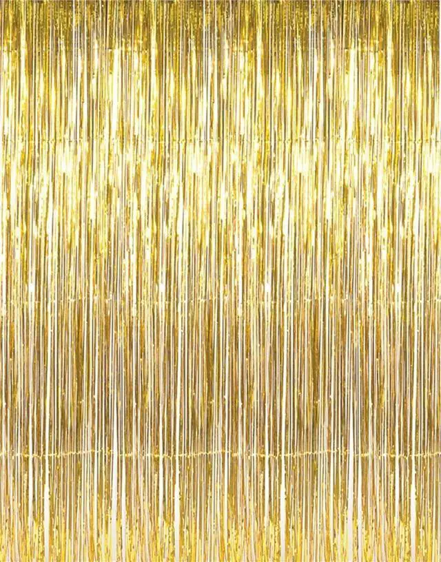 Main image of 3.2 ft x 9.8 ft Metallic Tinsel Foil Fringe Curtains Party Photo Backdrop Party Streamers for Birthday,Graduation,New Year Eve Decorations Wedding Decor (1 Pack, Gold)