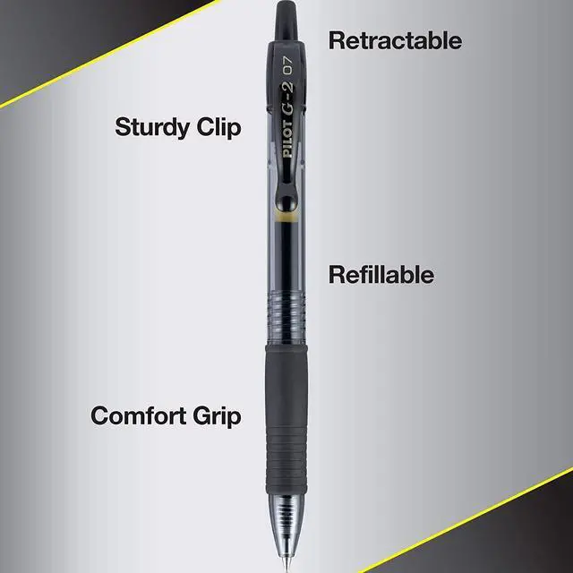 Alt view image 3 of 5 - G2 Pens, Premium Refillable and Retractable Rolling Ball Gel Pens, Fine Point, 0.7mm, Black Ink, 8-Pack (15298)