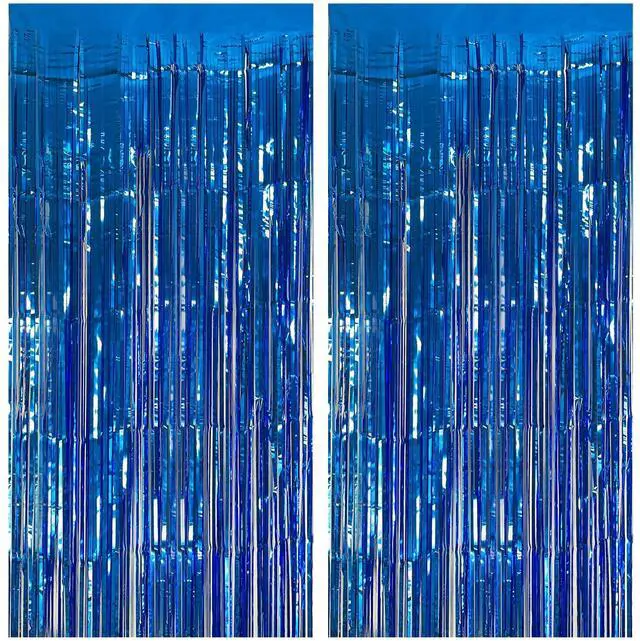 Main image of 2 Pack Blue Party Decorations Ocean Party Decor Supplies Blue Party Streamers Birthday Decorations Tinsel Foil Fringe Curtains Photo Booth Props Celebration Decorations