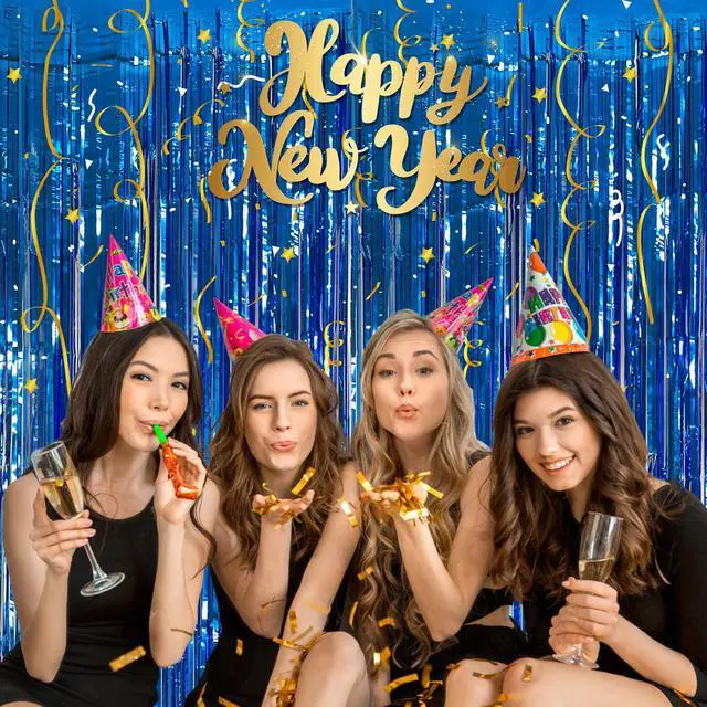 Alt view image 4 of 7 - 2 Pack Blue Party Decorations Ocean Party Decor Supplies Blue Party Streamers Birthday Decorations Tinsel Foil Fringe Curtains Photo Booth Props Celebration Decorations