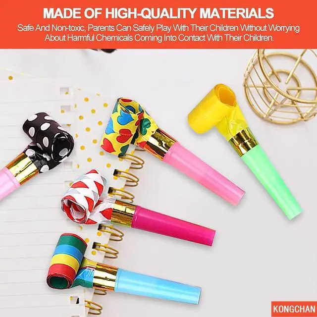 Alt view image 4 of 7 - 25pcs Party Blowers,Colourful Noisemakers Party Blowouts Squawkers Fringed Noise Maker,Birthday Noisemakers Birthday Blow Horns Party Whistles