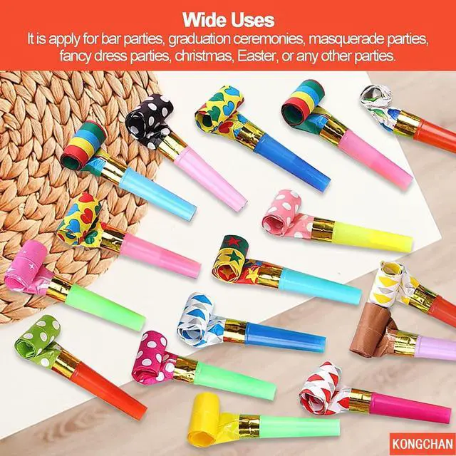Alt view image 3 of 7 - 25pcs Party Blowers,Colourful Noisemakers Party Blowouts Squawkers Fringed Noise Maker,Birthday Noisemakers Birthday Blow Horns Party Whistles