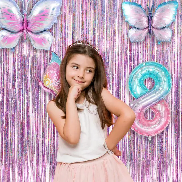 Alt view image 5 of 7 - Pink Tinsel Curtain Party Backdrop - Foil Fringe Curtain Lilac Pink Party Streamers for Birthday Girl Themed Party Decorations - 2 Packs