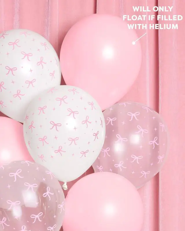 Alt view image 3 of 7 - Party Decorations Pink Latex Bow Balloons - 24 pk, 12" | Bachelorette Decorations, Bow Theme Birthday Party, Bridal Engagement Decor, Coquette Cute Supplies