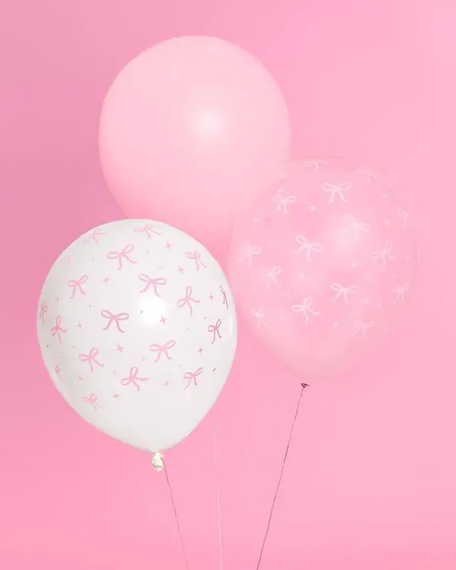 Alt view image 4 of 7 - Party Decorations Pink Latex Bow Balloons - 24 pk, 12" | Bachelorette Decorations, Bow Theme Birthday Party, Bridal Engagement Decor, Coquette Cute Supplies