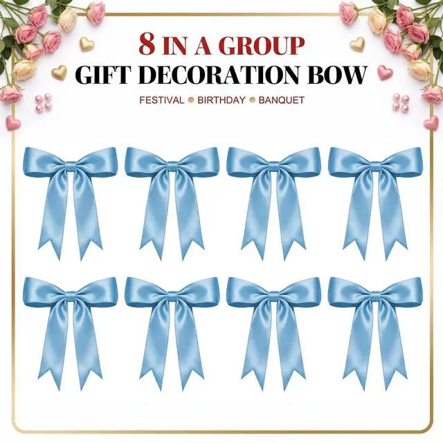 Alt view image 2 of 7 - 1 String Blue Bow Garland Banner, Pre-Strung Ribbon Bows Decorations for Birthday Party, Baby Girl Shower, Bridal Shower, Bachelorette Party, Girls Room, Wedding Decor, Christmas Tree Decorations