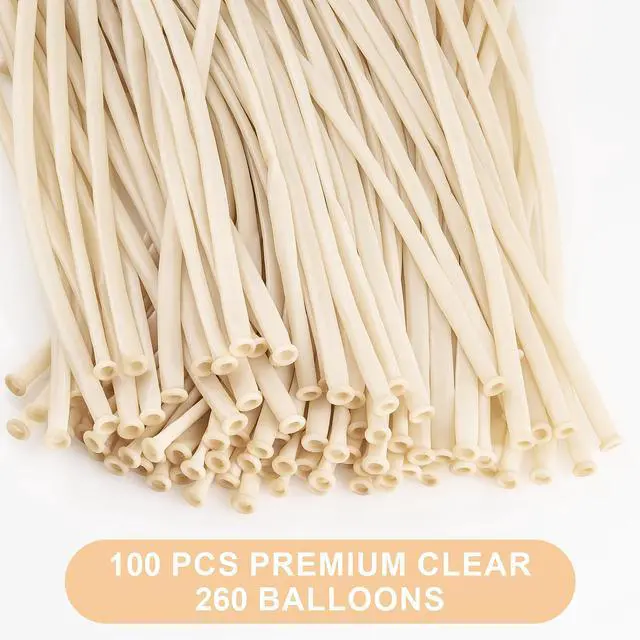 Alt view image 2 of 7 - Clear 260 Balloons 100 PCS - Premium Long Skinny Latex Balloons for Animal Twisting, Beginners, Weddings & Birthdays Party Decorations