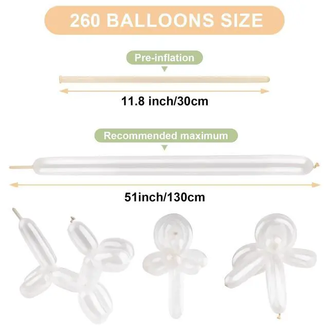 Alt view image 3 of 7 - Clear 260 Balloons 100 PCS - Premium Long Skinny Latex Balloons for Animal Twisting, Beginners, Weddings & Birthdays Party Decorations