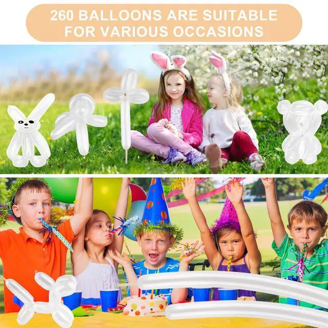 Alt view image 6 of 7 - Clear 260 Balloons 100 PCS - Premium Long Skinny Latex Balloons for Animal Twisting, Beginners, Weddings & Birthdays Party Decorations