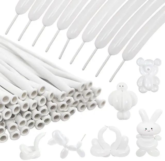 Main image of 100Pcs 260 Balloons White Long Balloons for Balloon Garland Thickening Skinny Latex Twisting Balloon for Animals Modeling Christmas Birthday Wedding Party Decorations