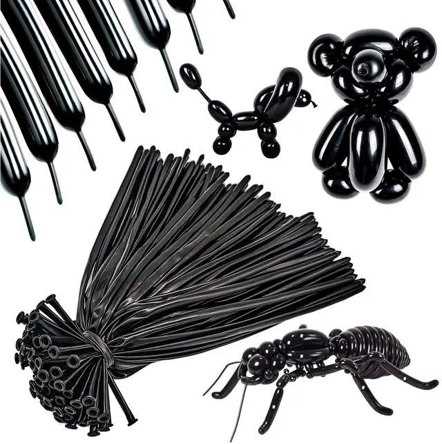 Main image of 260 Long Balloons 100 Pack Black Twisting Animal Balloons Thickening Latex Modeling Long Magic Balloons for Animal Model Halloween Weddings Birthdays Festival Party Decorations (black)