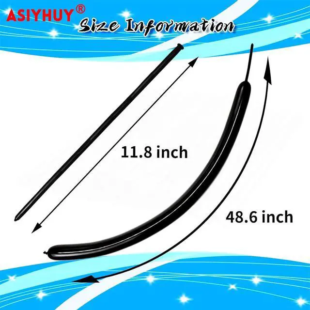 Alt view image 2 of 7 - 260 Long Balloons 100 Pack Black Twisting Animal Balloons Thickening Latex Modeling Long Magic Balloons for Animal Model Halloween Weddings Birthdays Festival Party Decorations (black)