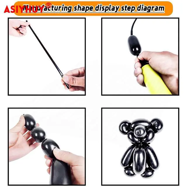 Alt view image 3 of 7 - 260 Long Balloons 100 Pack Black Twisting Animal Balloons Thickening Latex Modeling Long Magic Balloons for Animal Model Halloween Weddings Birthdays Festival Party Decorations (black)