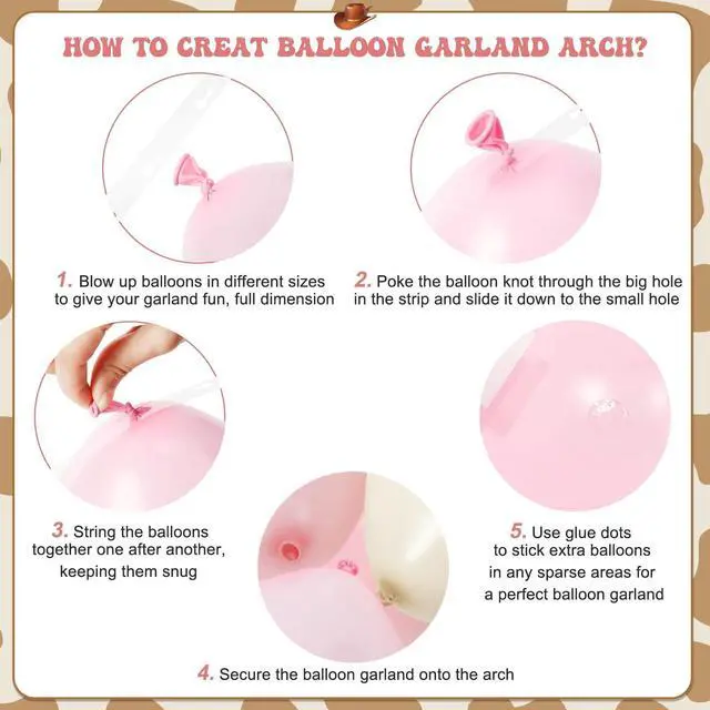 Alt view image 5 of 6 - Cowgirl Dusty Pink Cow Balloon Garland Arch Kit, Light Pink Brown Sand White Balloons for Cowgirl Baby Shower Birthday Western Theme Party Decoration