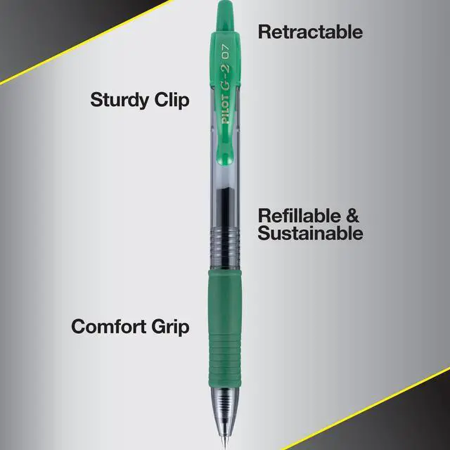 Alt view image 4 of 6 - G2 Premium Gel Roller Pens, Fine Point 0.7 mm, Green Ink Pens Fine Point, Pack of 12 - Ideal for School, Journaling, and Office Writing